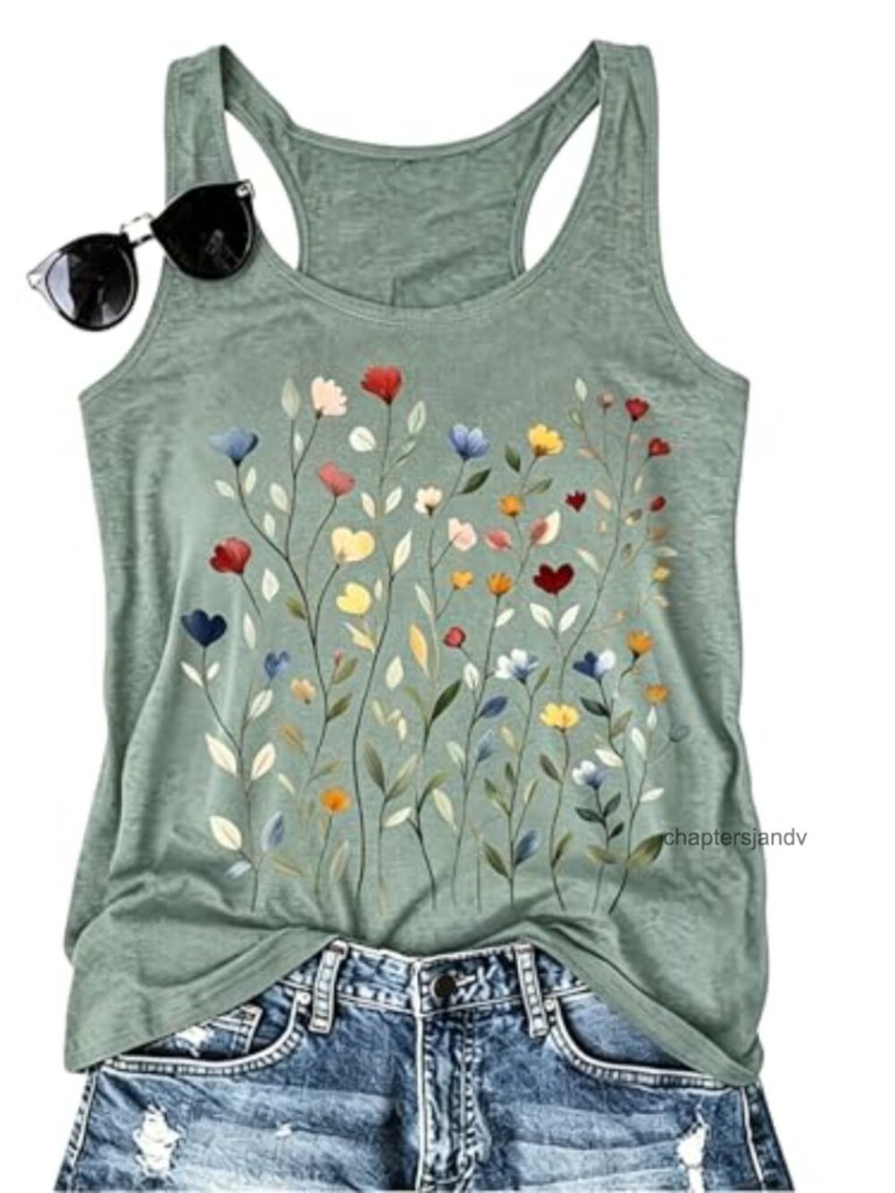 Boho Floral Tank Top Women Summer Cute Casual Beach Graphic Tee